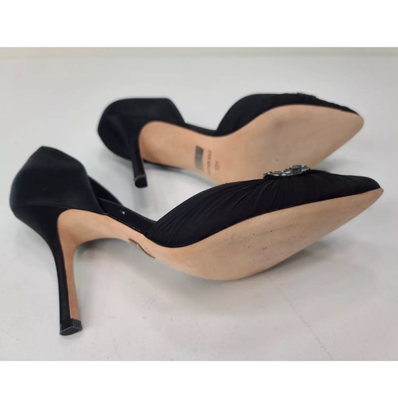 Badgley Mischka Dawn Black Satin Crystal Pump Size 10 M Womens - Picture 6 of 10